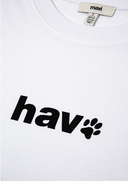 Hav Baskılı Beyaz Tişört 1613288-620