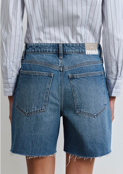 Lidia Real Blue Puslu Koyu Mavi Jean Şort 1410145-89744