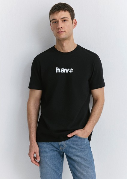 Hav Baskılı Siyah Tişört 0612759-900