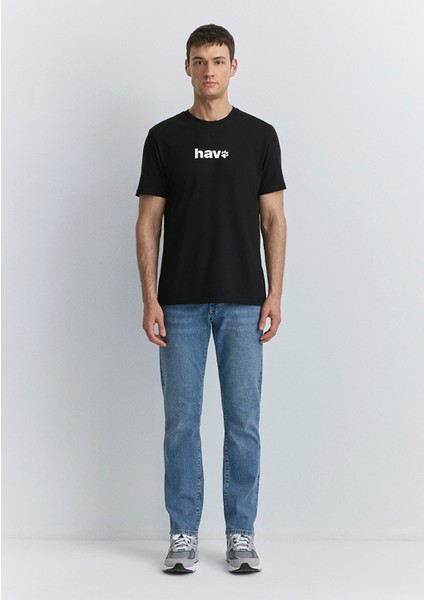 Hav Baskılı Siyah Tişört 0612759-900