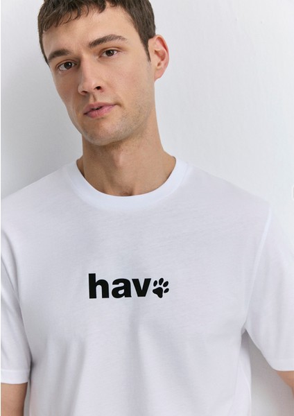 Hav Baskılı Beyaz Tişört 0612759-620