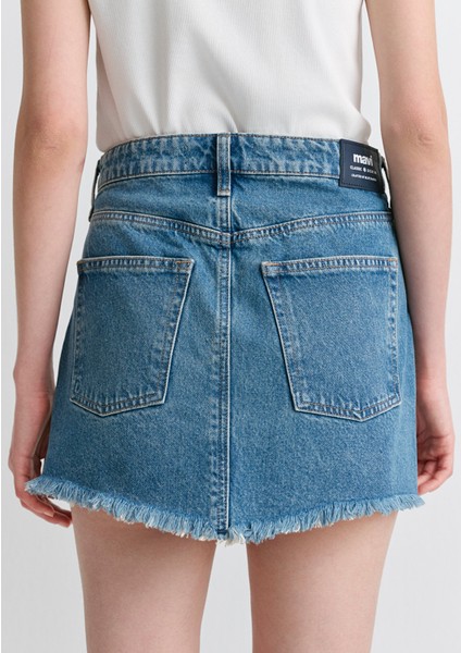 Tiera Classic Denim Puslu Indigo Mavi Jean Etek 1310654-89730