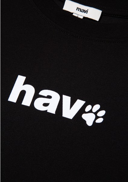 Hav Baskılı Siyah Tişört 1613288-900