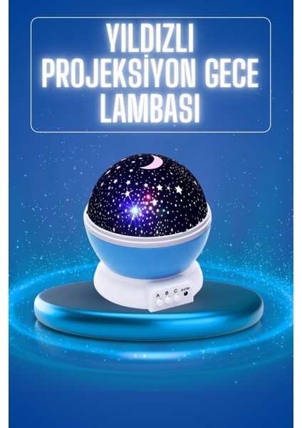 Wizard Yıldızlı Gece Lambası Mor Projeksiyon Görünümlü Masa Lambası Renk Değiştirebilen