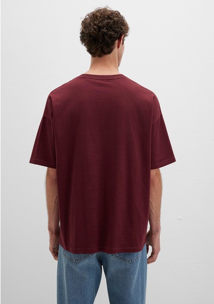 Mavi Baskılı Bordo Tişört 0611827-70396