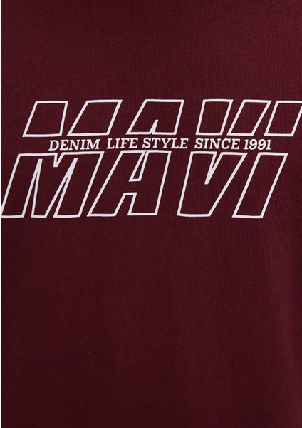 Mavi Baskılı Bordo Tişört 0611827-70396