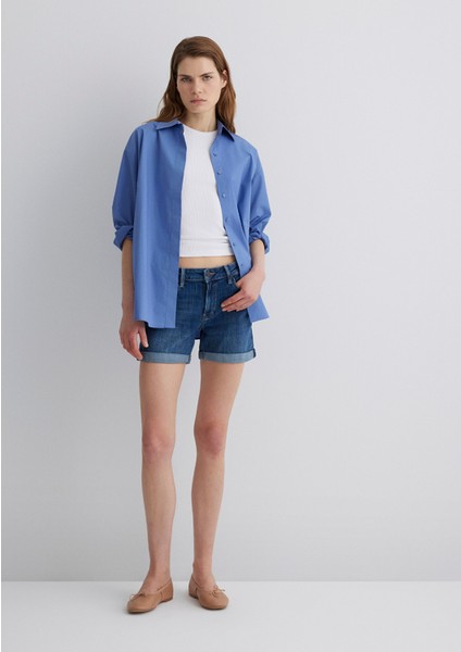 Pixie Casual Koyu Mavi Jean Şort 1437090726