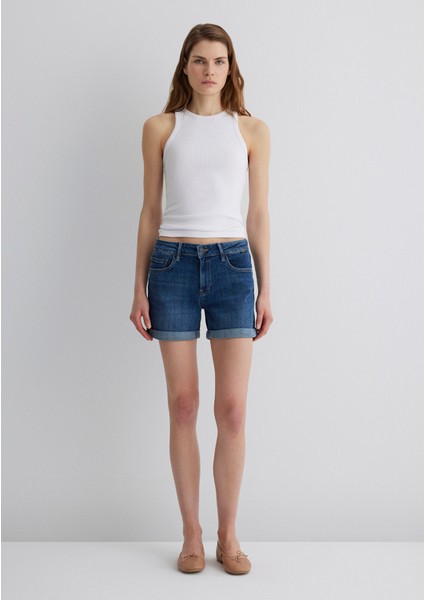 Pixie Casual Koyu Mavi Jean Şort 1437090726