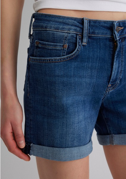 Pixie Casual Koyu Mavi Jean Şort 1437090726