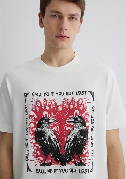 Baskılı Ekru Tişört 0612808-70057