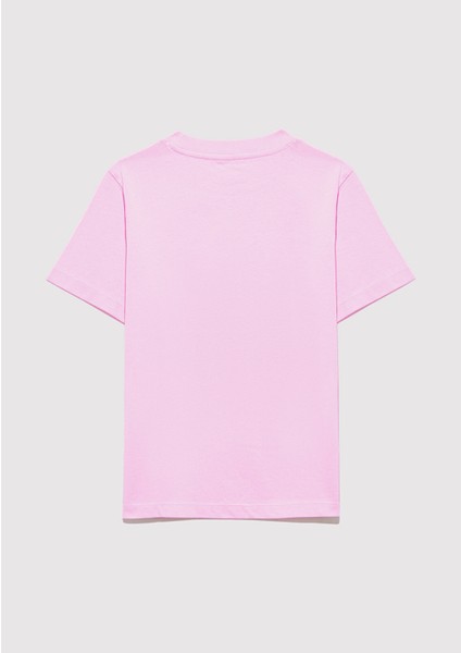 Mavi Logo Kedi Baskılı Pembe Tişört 7610338-70973