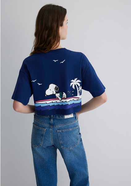 Snoopy Baskılı Lacivert Tişört 1613360-70491