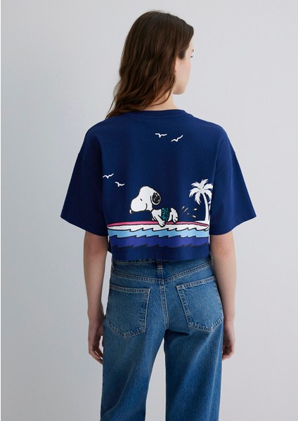Snoopy Baskılı Lacivert Tişört 1613360-70491