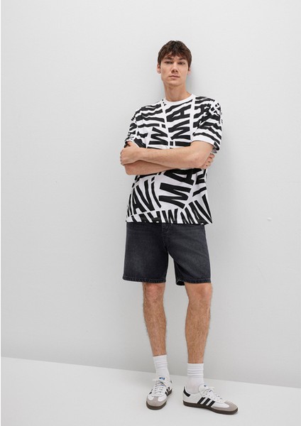 Mavi Logo Baskılı Siyah Tişört 0610629-900