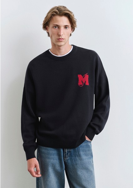 M Baskılı Lacivert Kazak 0710314-89353