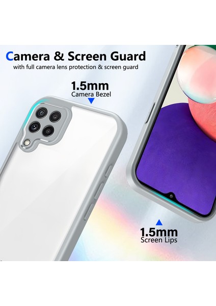 Samsung Galaxy A22 4g,için Eabhulie Kılıf, Kamera Lens Korumalı Hibrit 2'si 1 Arada Şeffaf Kılıf-Gri (Yurt Dışından) modelleri