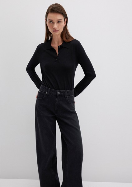 Yün Karışımlı Siyah Triko Polo 1710712-900