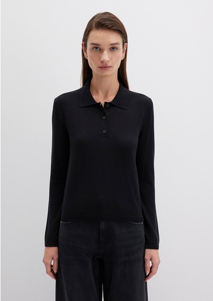 Yün Karışımlı Siyah Triko Polo 1710712-900