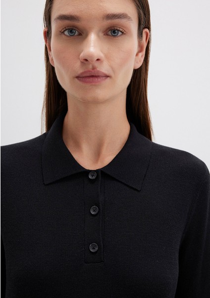 Yün Karışımlı Siyah Triko Polo 1710712-900