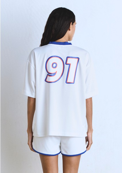 Miami 91 Baskılı Ekru Forma Tişört 1613064-70057