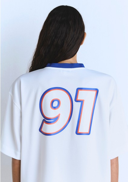 Miami 91 Baskılı Ekru Forma Tişört 1613064-70057