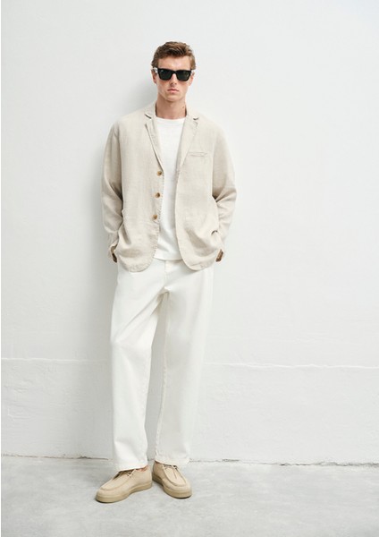 Ekru Keten Blazer 0110713-70144