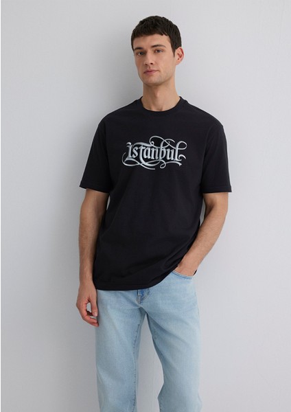 Istanbul Baskılı Siyah Tişört 0612991-900