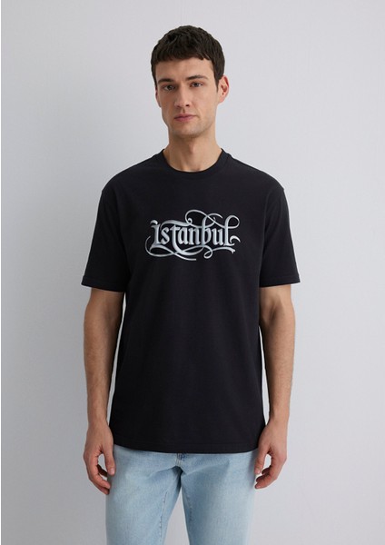Istanbul Baskılı Siyah Tişört 0612991-900