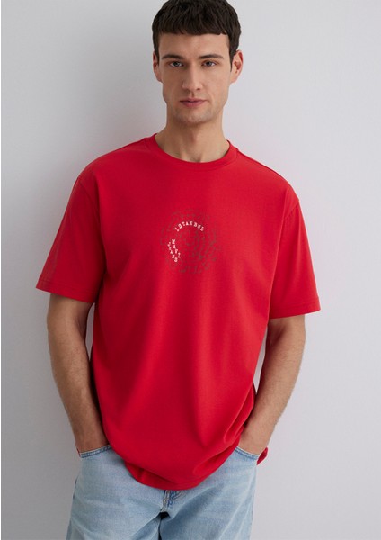 Istanbul Baskılı Kırmızı Tişört 0612996-70471