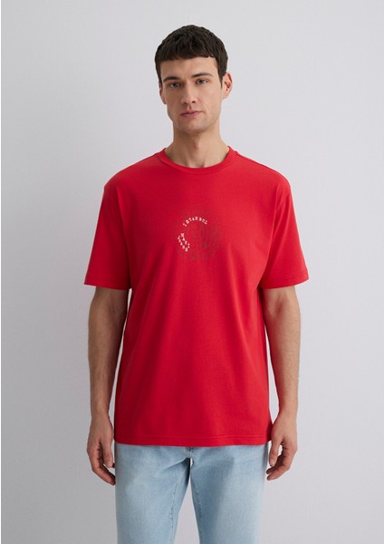 Istanbul Baskılı Kırmızı Tişört 0612996-70471