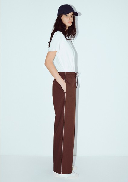 Beli Bağcıklı Kahverengi Pantolon 1011068-70242