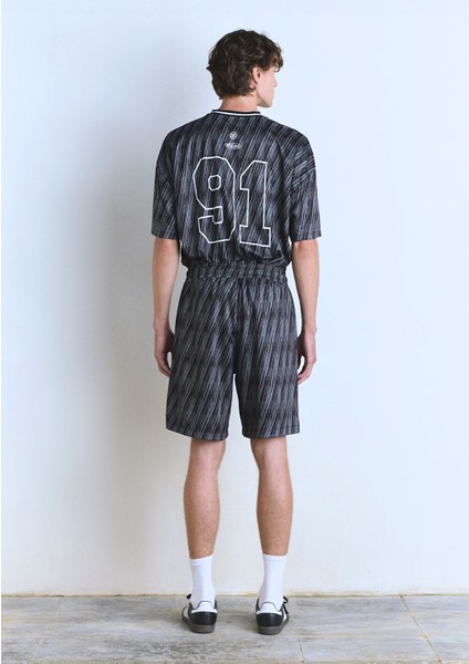 91 Baskılı Siyah Şort 0410289-90556