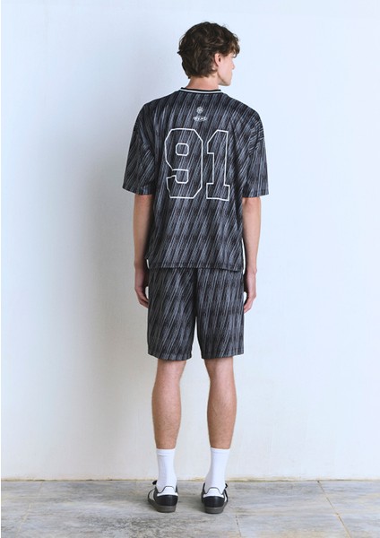 Los Angeles Baskılı Siyah Forma Tişört 0612761-90556