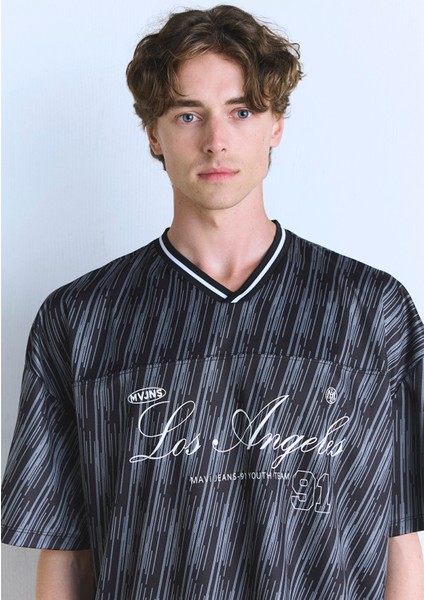 Los Angeles Baskılı Siyah Forma Tişört 0612761-90556