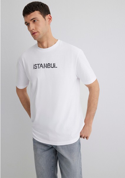 Istanbul Baskılı Beyaz Tişört 0612993-620