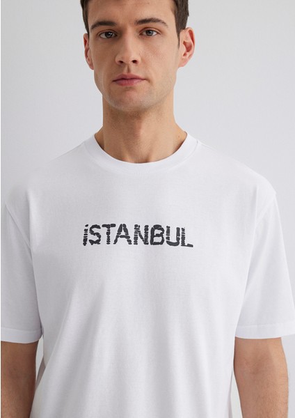 Istanbul Baskılı Beyaz Tişört 0612993-620