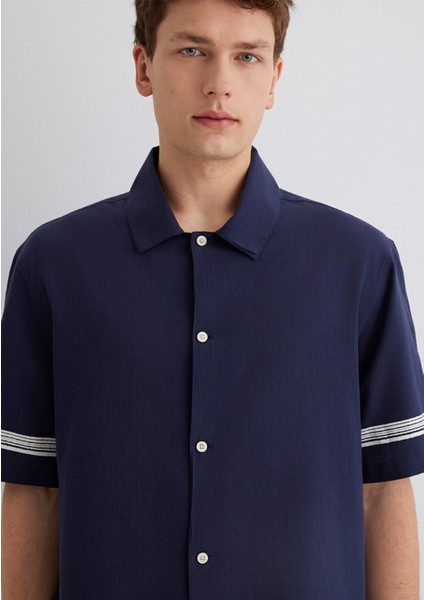 Çizgili Lacivert Gömlek 0211627-83884