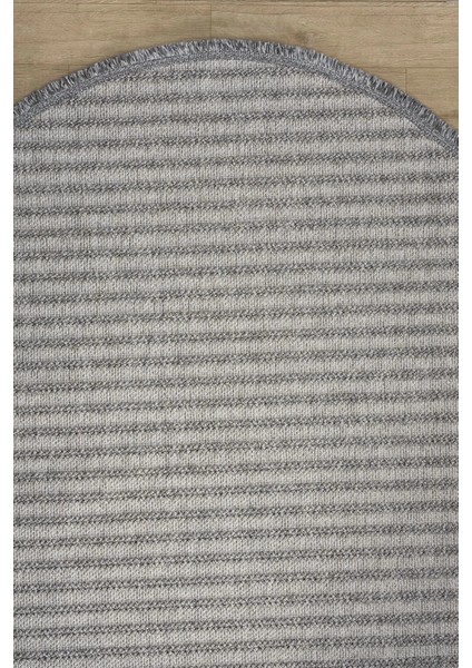 Oval Gri Halı Modern Oturma Odası Salon Mutfak Koridor Antre Balkon Çocuk Odası Halısı 0011