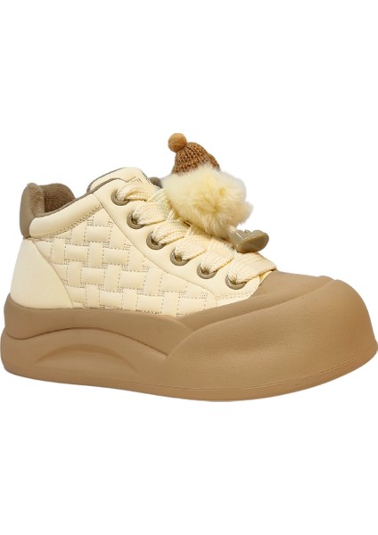 Kadın Kar Canavarı Aksesuarlı Bağcık Kapamalı Peluş Iç Astarlı Bilekte Casual Ayakkabı modelleri