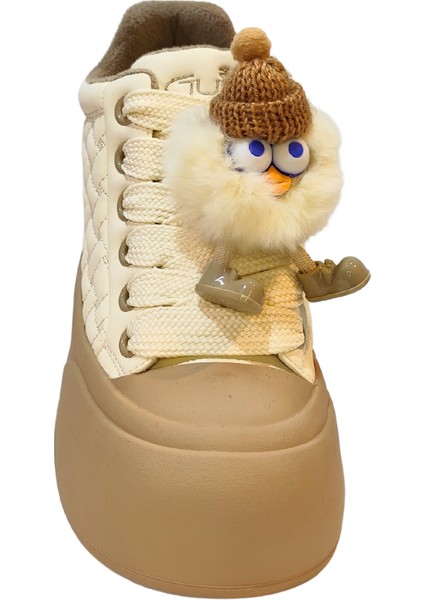 Kadın Kar Canavarı Aksesuarlı Bağcık Kapamalı Peluş Iç Astarlı Bilekte Casual Ayakkabı fırsatları