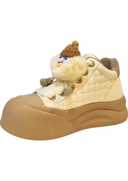 Kadın Kar Canavarı Aksesuarlı Bağcık Kapamalı Peluş Iç Astarlı Bilekte Casual Ayakkabı indirimleri