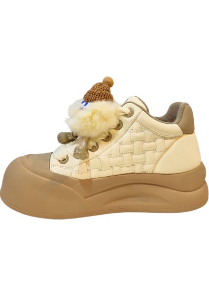 Kadın Kar Canavarı Aksesuarlı Bağcık Kapamalı Peluş Iç Astarlı Bilekte Casual Ayakkabı