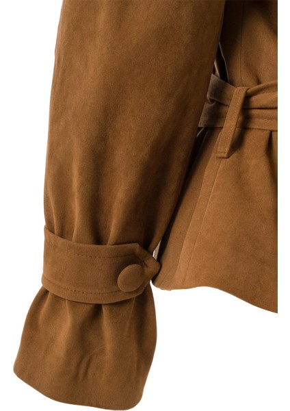 Camel Kemerli Süet Ceket Camel fırsatları