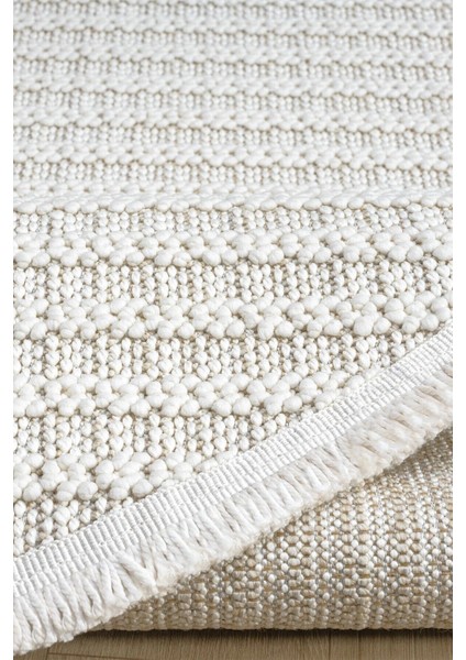 Oval Beyaz Halı Modern Oturma Odası Salon Mutfak Koridor Antre Balkon Çocuk Odası Halısı 004