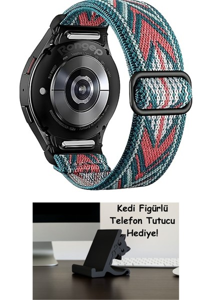 One-Click Elastik Bohem Serisi 20MM Kordon Samsung ile Uyumlu Galaxy Watch 7/6/5/4/fe Serisi Için Kumaş Kayış (40MM/44MM) Watch 6/4 Classic (47/43/42MM) ve Watch 5 Pro 45MM Uyumlu