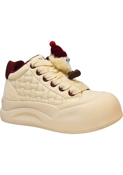 Kadın Kar Canavarı Aksesuarlı Bağcık Kapamalı Peluş Iç Astarlı Bilekte Casual Ayakkabı modelleri
