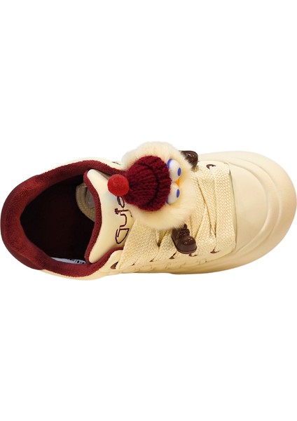 Kadın Kar Canavarı Aksesuarlı Bağcık Kapamalı Peluş Iç Astarlı Bilekte Casual Ayakkabı