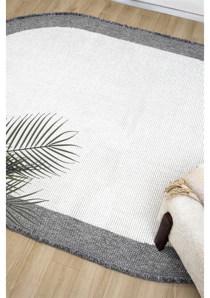 Oval Gri Halı Bordür Modern Oturma Odası Salon Mutfak Koridor Antre Balkon Çocuk Odası Halısı 0020 modelleri