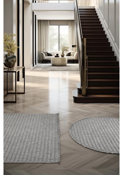 Oval Gri Halı Modern Oturma Odası Salon Mutfak Koridor Antre Balkon Çocuk Odası Halısı 0011 modelleri