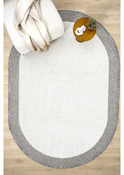 Oval Gri Halı Bordür Modern Oturma Odası Salon Mutfak Koridor Antre Balkon Çocuk Odası Halısı 0020 indirimleri